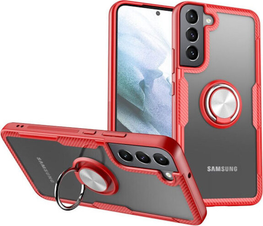Samsung Galaxy S22+ Hybrid Deksel Med Fingerring - Rød