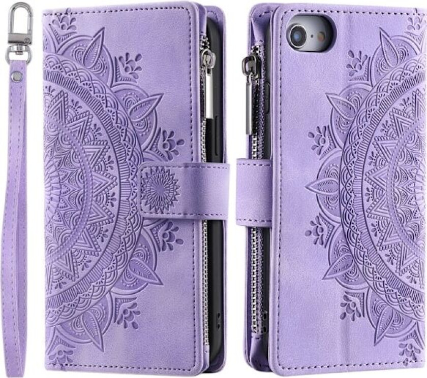 For iPhone 16e Lommebok Deksel Shell Mandala Blomstermønster