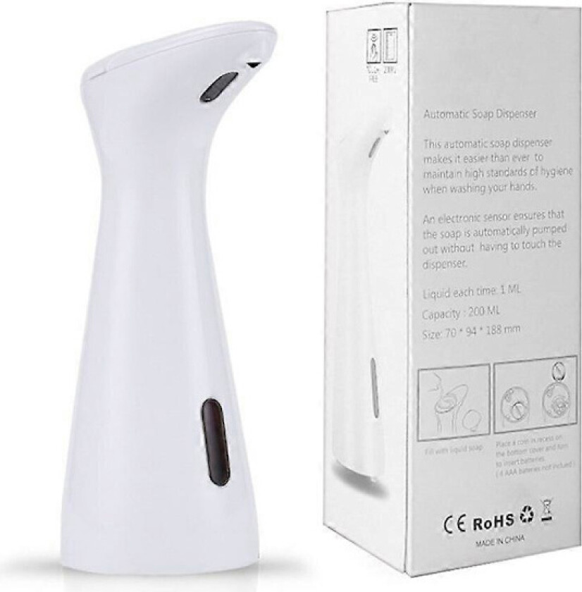 Automatisk såpedispenser med sensor, husholdnings flytende såpedispenser, håndspritmaskin, berøringsfri for hjem, restaurant