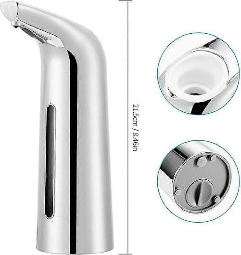 400ML Automatisk Såpedispenser Berøringsfri Påfyllbar Såpepumpe med Vanntett Base Batteridrevet Sensor Baderom Såpedispenser