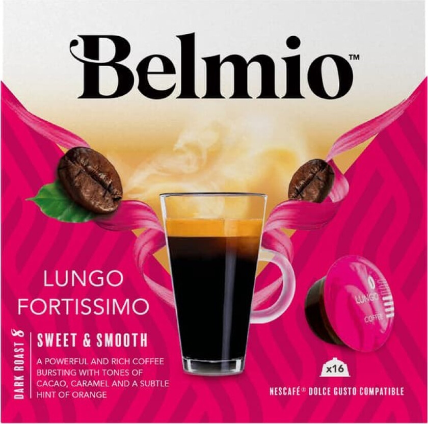 Lungo Fortissimo kaffekapsler for Dolce Gusto (16 pakning)