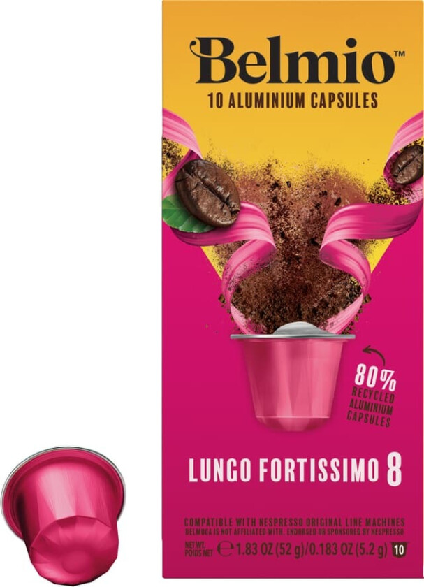 Lungo Fortissimo kaffekapsler for Nespresso (10 pakning)