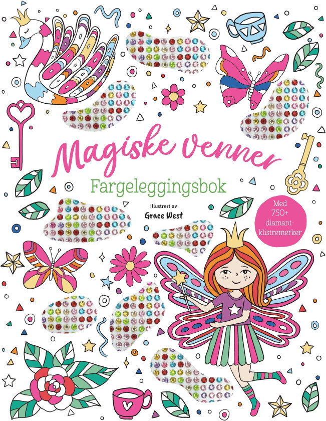 Magiske venner fargeleggingsbok med diamantklistremerker