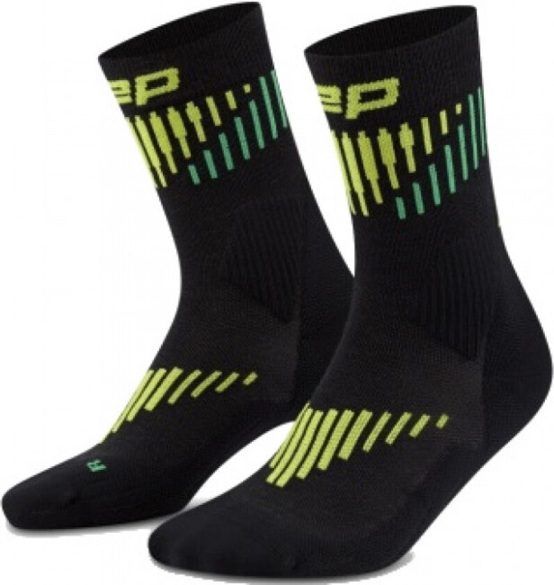 Core Run Merino Socks Mid Cut 3.0, Løpestrømper, Dame, Black/Lime