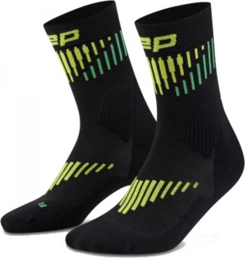 Core Run Merino Socks Mid Cut 3.0, Løpestrømper, Herre, Black/Lime