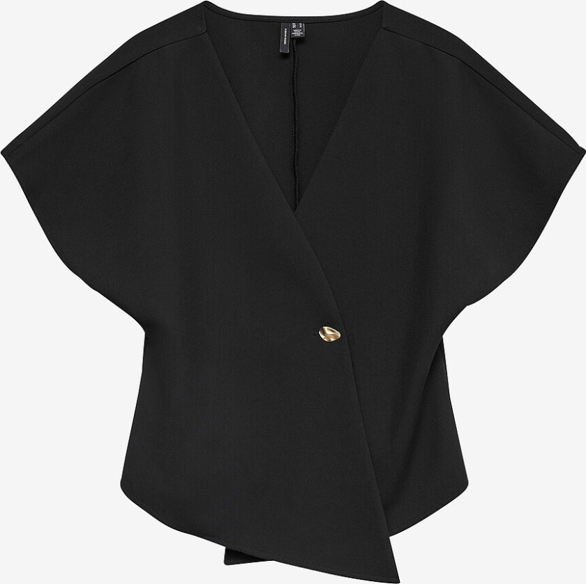 Topp vmSonja SS V-neck Top Wvn Exp - Svart