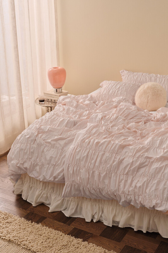 Sengesett Avery Elastic i bomullspercale 2 eller 3 stykker - Rosa