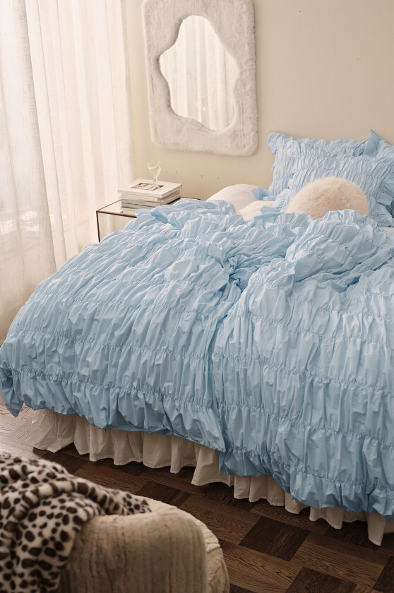 Sengesett Avery Elastic i bomullspercale 2 eller 3 stykker - Blå