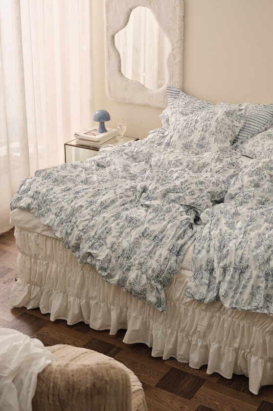 Sengesett Avery Elastic i bomullspercale 2 eller 3 stykker - Blå