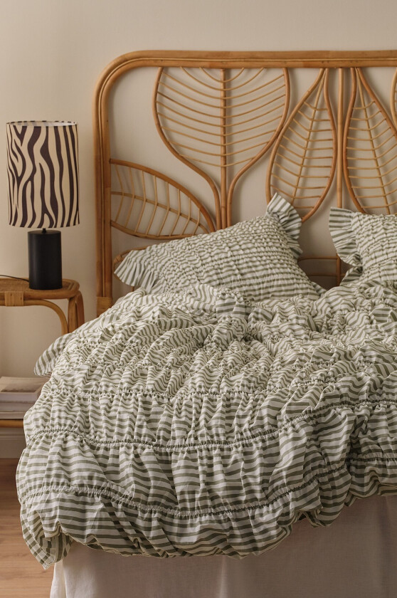 Sengesett Avery Elastic i bomullspercale 2 eller 3 stykker - Grønn