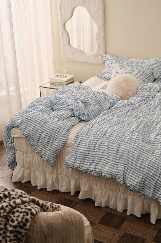 Sengesett Avery Elastic i bomullspercale 2 eller 3 stykker - Blå