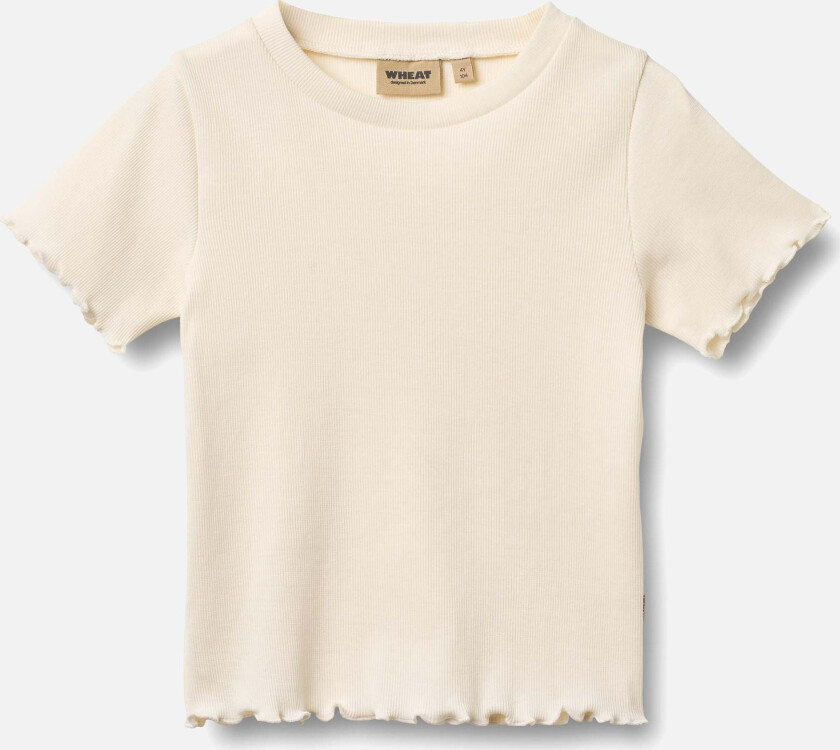 Alicia Ribbet T-skjorte, Ivory, 116 - T skjorter & Topper - Bomull,Elastan