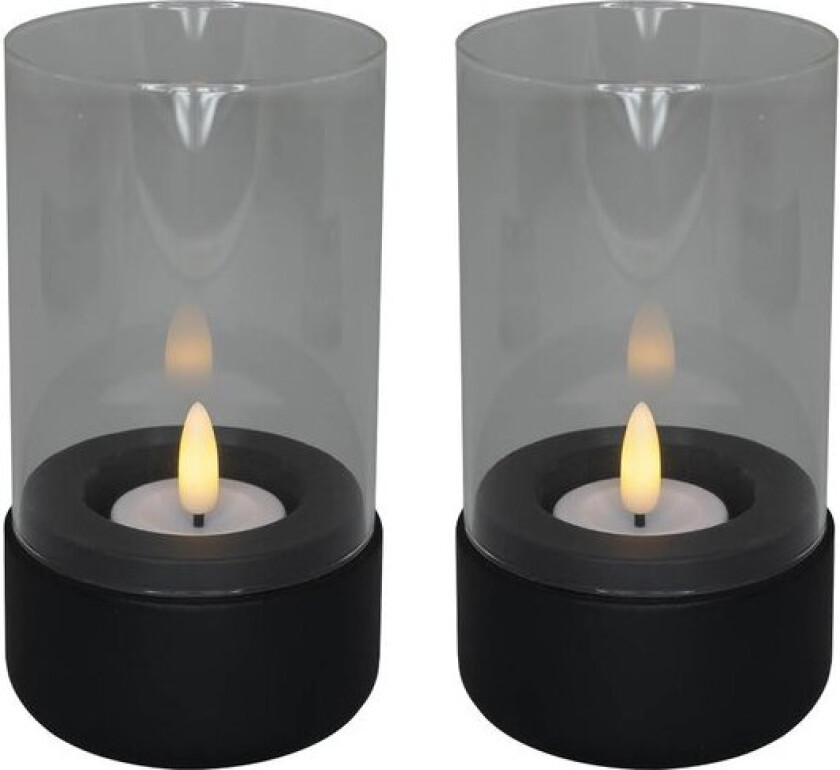 Hurricanes m/ telys + timer 2 stk svart
