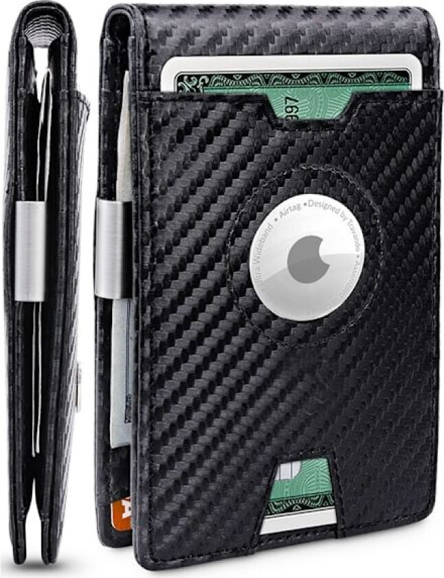 Høykvalitets Airtag lommebok for menn, slank RFID-blokkerende skinnlommebok med pengeseddelklype, Air Tag lommebok kortholder, to-delt gave til menn