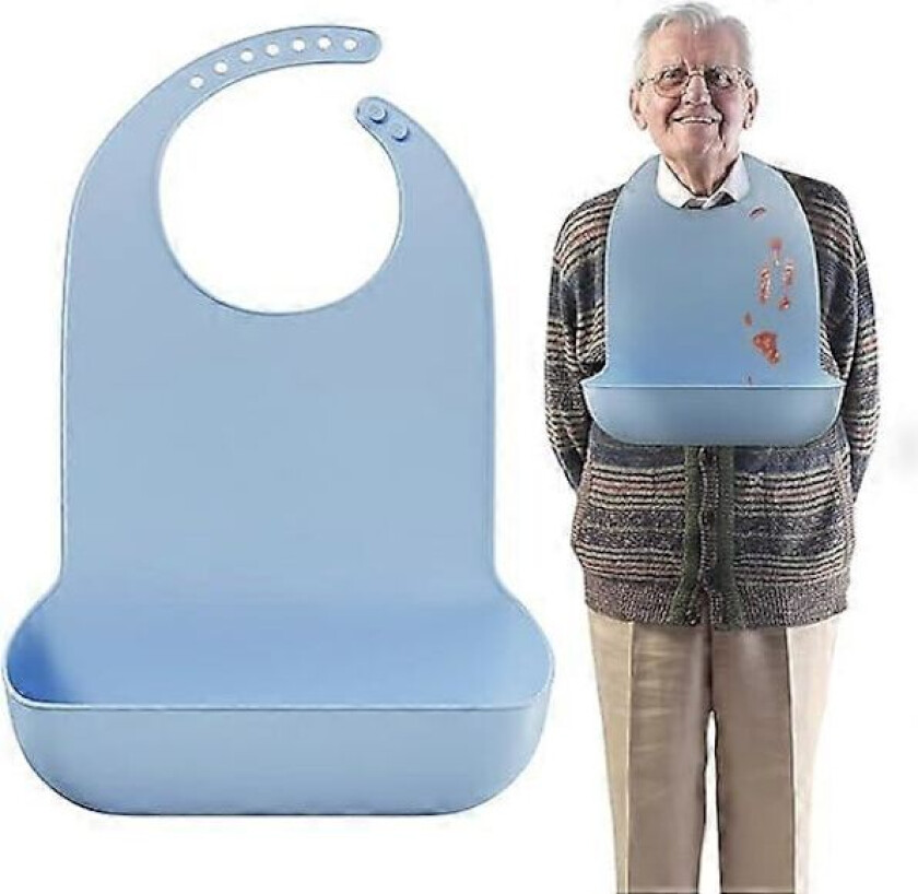 Vaskbare silikon smekker for voksne eldre, justerbar silikon smekke for voksne, vanntett smekke for eldre med smulefanger, spisesmekker