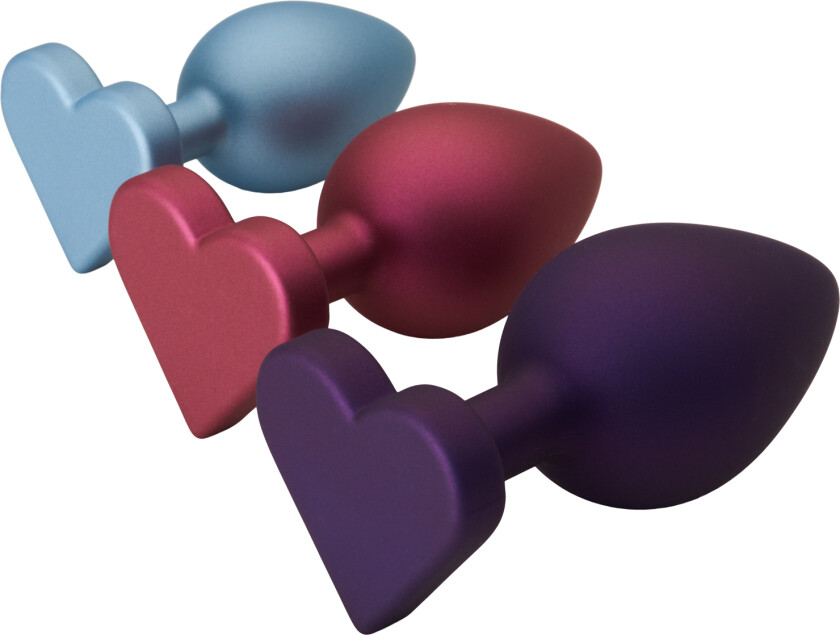 Shimmering Hjerteformet Buttplugg Sett - Lilla