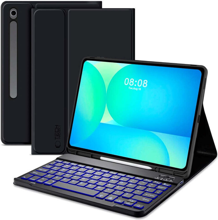 Samsung Galaxy Tab S10 FE+ (Plus) Tech-Protect Deksel med Engelsk Tastatur - Svart