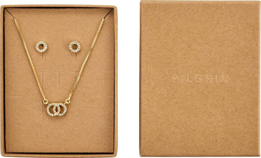 HARLAN gavesett, halskjede og øredobber, gullbelagt