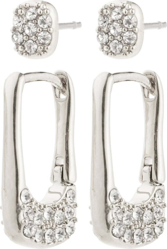 INSTANT øredobber 2-i-1 sett, sølvbelagt