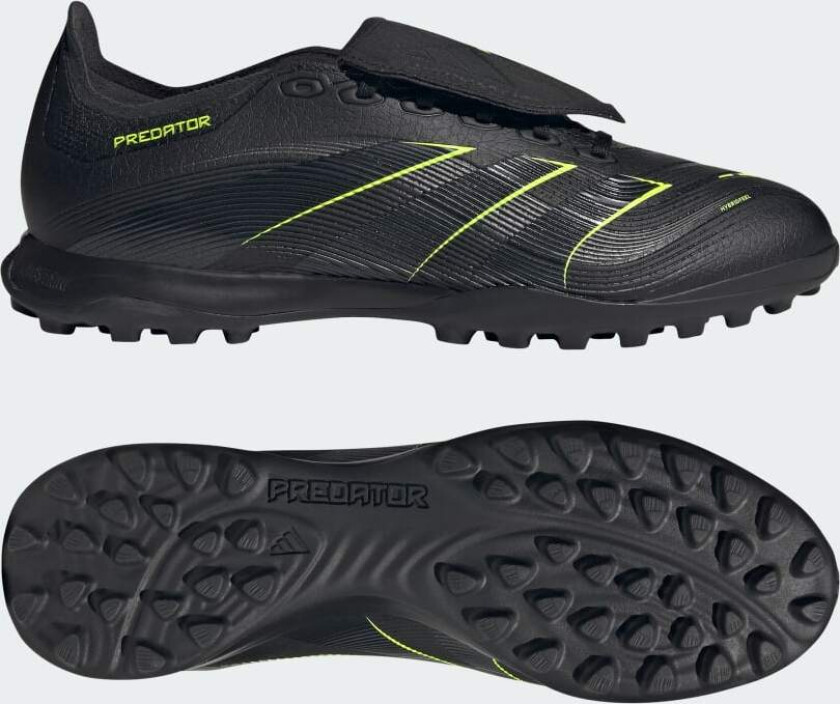 Predator League Fold-over Tongue TF Electric Stealth - Svart/Grå/Sitron - Turf (TF), størrelse 46
