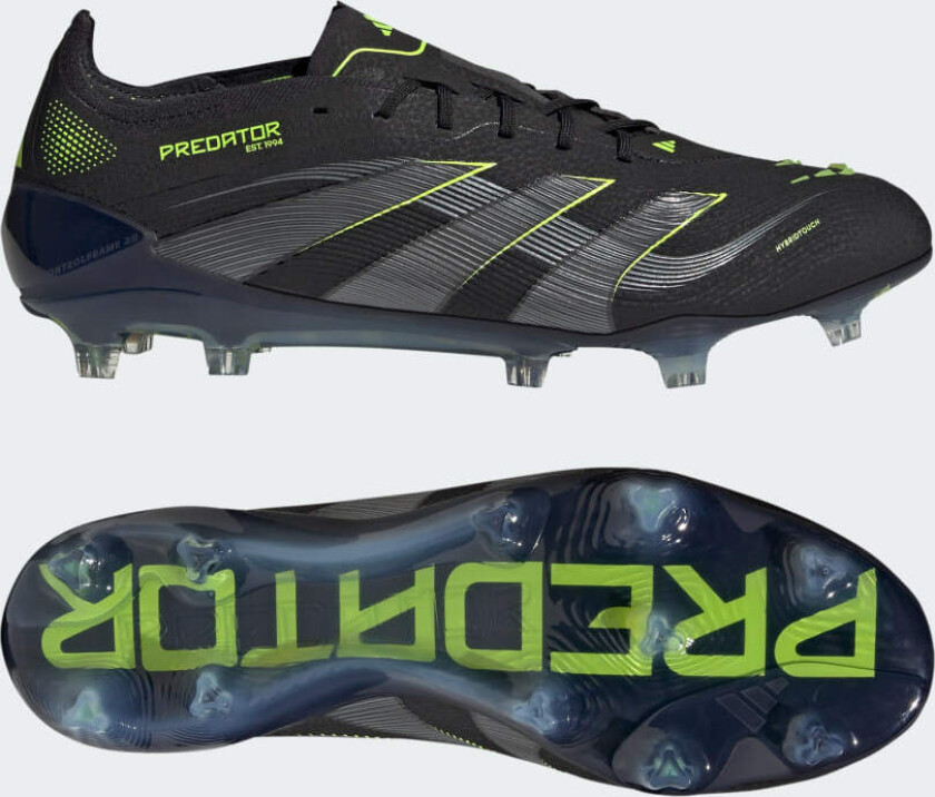 Predator Elite FG Electric Stealth - Svart/Grå/Sitron - Gress (FG), størrelse 42