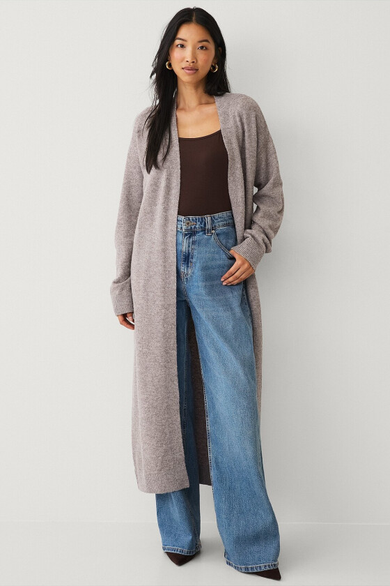 Strikket maxi-cardigan - Beige
