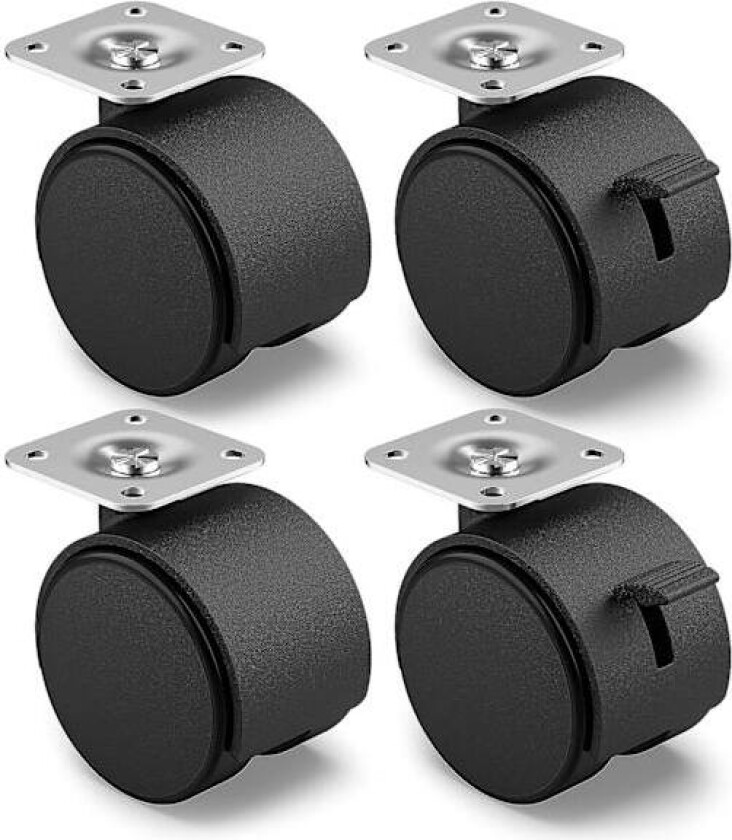 Sett med 4 møbelhjul 40 mm - transporthjul med brems u