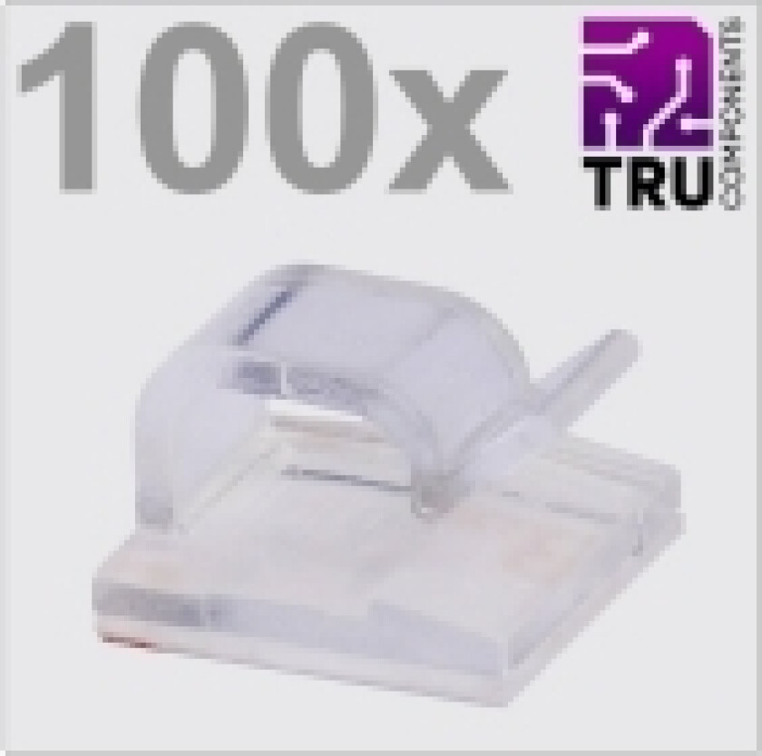 TRU COMPONENTS T24CA019 Kabelclips Selvklæbende TC-12888432 Bundt-Ø-område 1 til 7 mm Transparent 100 stk