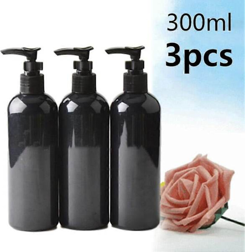 3 stk. 300 ml tom lotionpumpeflaske sjampo såpedispenser etterfyllbar vannlekkasjesikker plastflaske baderomstilbehør