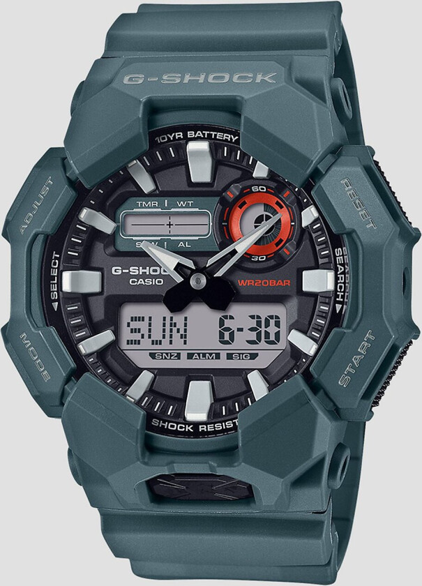 G-Shock GA-010-2AER - Anadigi - Grå Grønn - Herreklokker - Resin - Mineral
