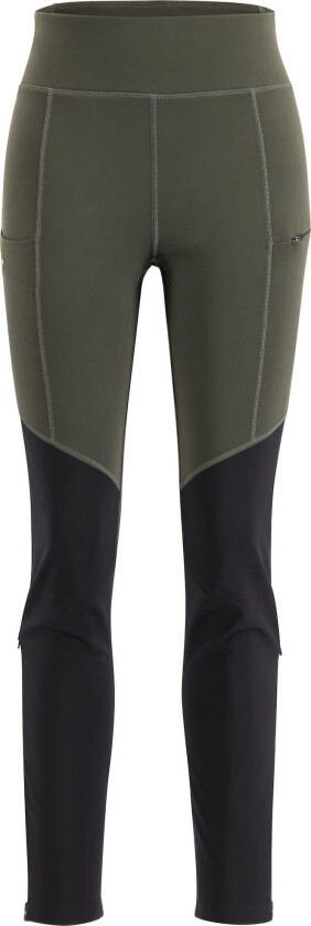 Fulu Wool Tights W Dk Forest Green/black XS