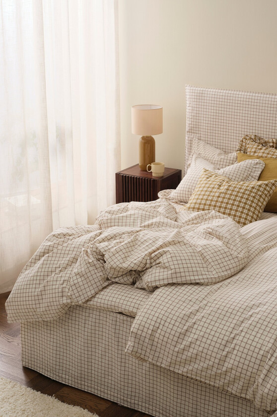 Sengesett Sonneli Check i bomull 2 eller 3 stykker - Brun