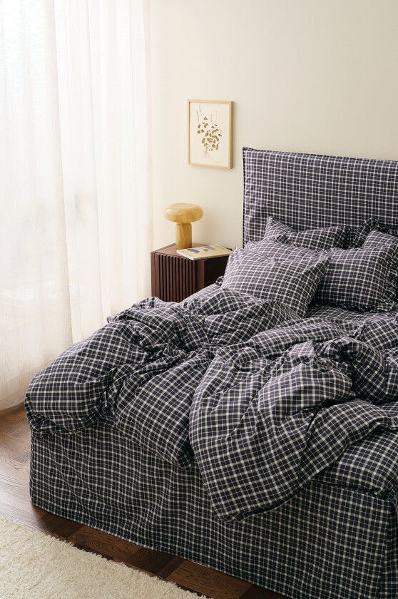 Sengesett Sonneli Check i bomull 2 eller 3 stykker - Blå