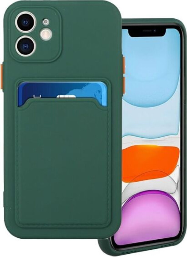 Card Holder Deksel til iPhone 12 - Mørkegrønn