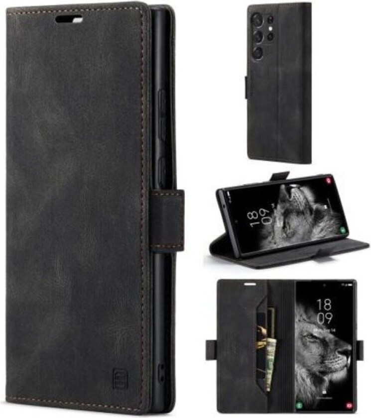 AUTSPACE A01 Lommebok-deksel Samsung Galaxy S23 Ultra - Svart