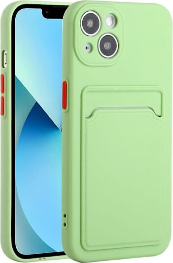 Deksel med Kortholder til iPhone 13 Mini - Lysegrønn