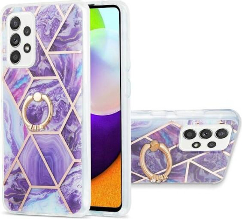 Marble Mønstret Deksel med Ring Holder til Samsung Galaxy A52s 5G / A52 5g - Mørkelilla