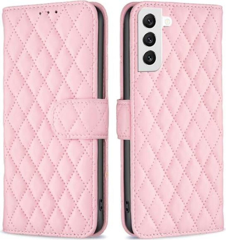 Rombemønster, matt flip-deksel for Samsung Galaxy S22 - Rosa