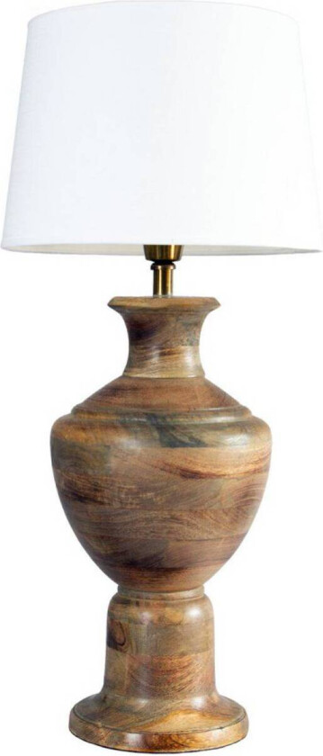 Bordlampe Alma, hvit/brun, høyde 69 cm, tre/stoff