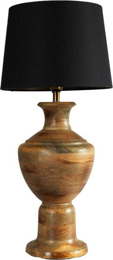 Bordlampe Alma, svart/brun, høyde 69 cm, tre/stoff