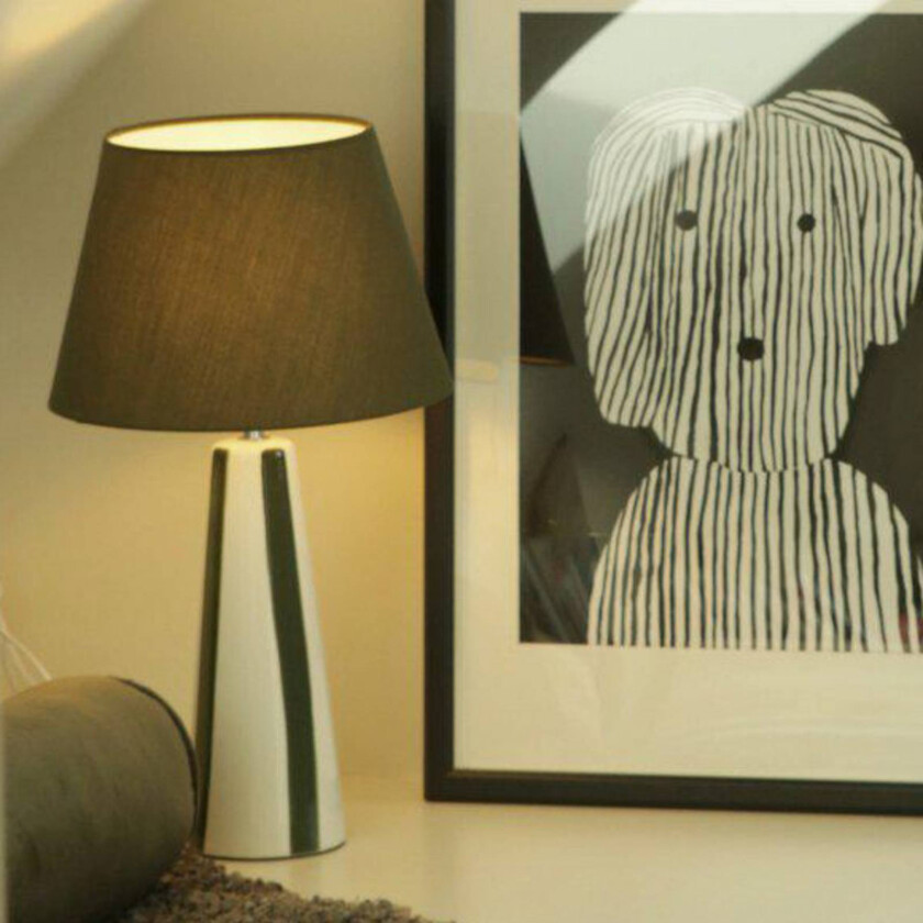 bordlampe Leya, grønn/hvit, høyde 54 cm, metall/stoff