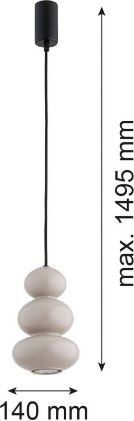 Hengelampe Oman, grå blank, glass, Ø 14 cm