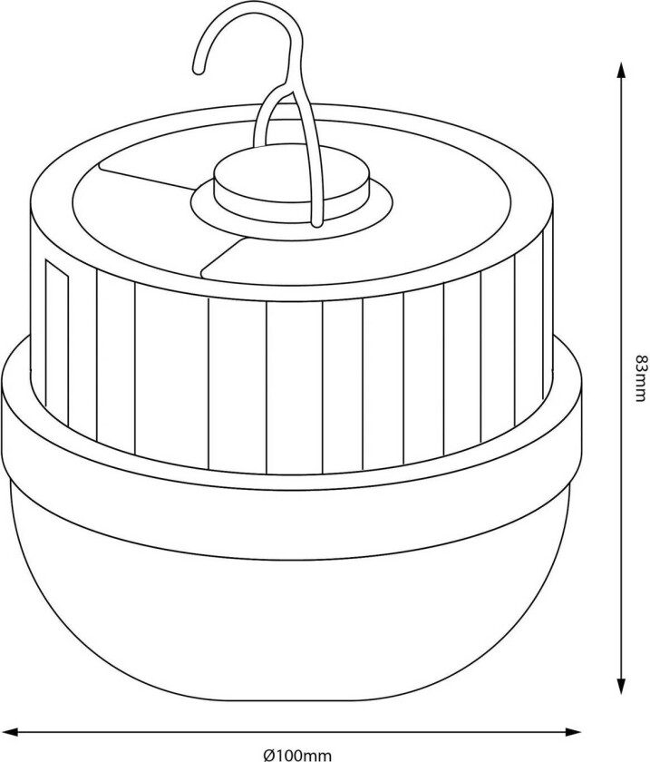 LED-solcellelampe Ufo, bærbar, plast, svart/hvit