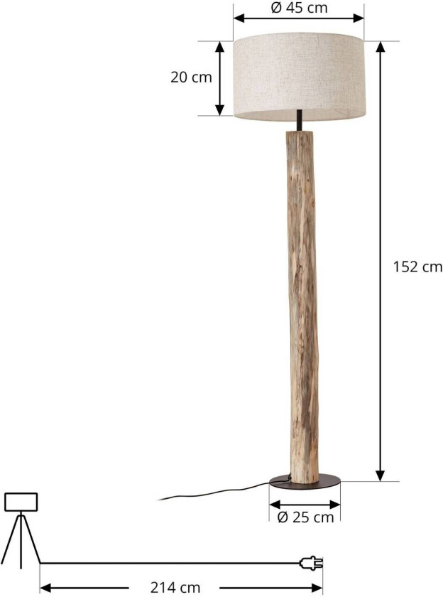 Lucande gulvlampe Jorvan, krem, eukalyptus, lin