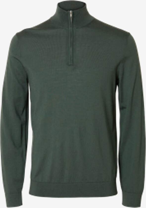Genser slhTray LS Knit Merino Half Zip - Grønn