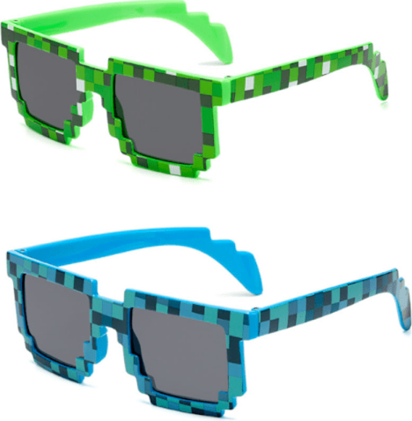 (2 stk.) 8-Bit Pixel UV-beskyttende Gamer Solbriller Voksen Barn Partygaver