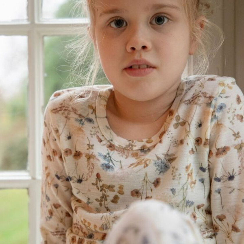 Trøye i Ull Flora Offwhite