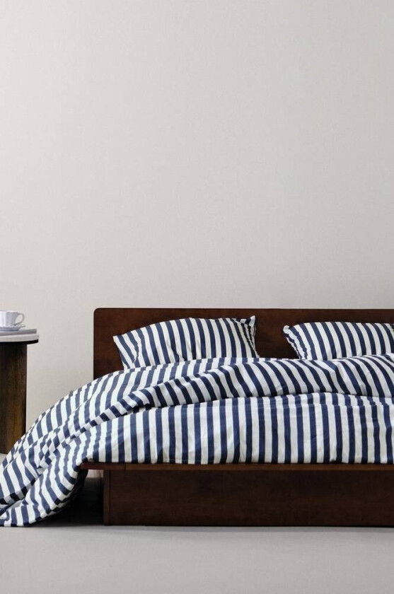 sengesett dobbeltseng - økologisk Marineblå/hvit