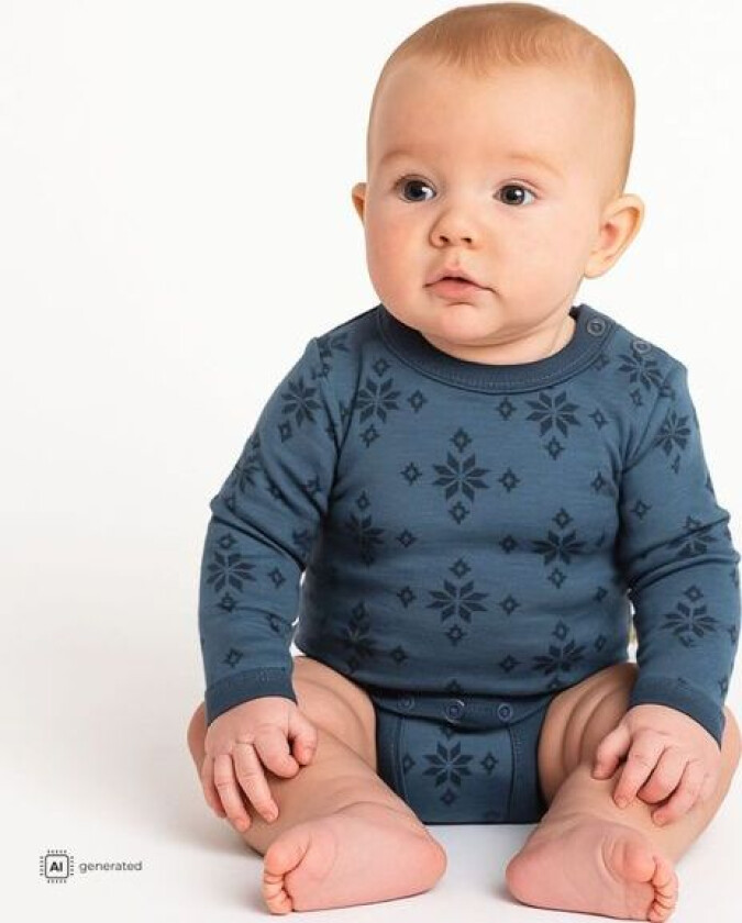 Body Ull og Bomull Snowflake Blå