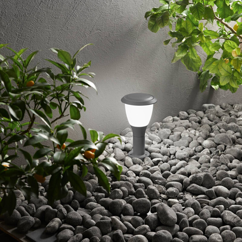 Sokkellampe Thiago, 30 cm, mørkegrå, metall, E27, IP65